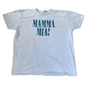 Gildan White Tee with Blue Graphic Print